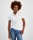 Фото #1 товара Women's Printed-Trim Pocket Polo Shirt