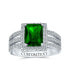 Art Deco Style 3CT Rectangle AAA CZ Green Emerald Cut Halo Engagement Ring For Women Wide Band .925 Sterling Silver