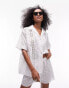 Topshop broderie lace trim insert shirt in white