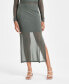 Women's Mesh Side-Slit Pull-On Midi Skirt, Created for Macy's