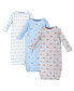 ფოტო #1 პროდუქტის Baby Girl Cotton Gowns, 3-Pack Wild and Free