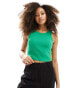 JJXX cropped ribbed vest in green