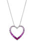 Ombré® Pink Sapphire (1 ct. t.w.) & White Sapphire (1/10 ct. t.w.) Open Heart Pendant Necklace in 14k White Gold, 18" + 2" extender