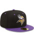 Фото #4 товара Men's Black, Purple Minnesota Vikings Two-Tone Flipside 59Fifty Fitted Hat