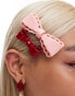 Фото #3 товара Reclaimed Vintage hair bow clips in pink and red