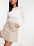 Only mid waist pleated mini skirt in beige