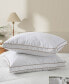 2 Piece Diamond Quilted Goose Feather Gusseted Bed Pillows Set, Queen