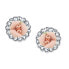 ფოტო #1 პროდუქტის Silver-Tone Crystal and Pink Porcelain Rose Button Earrings