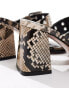 ASOS DESIGN Hide buckle detail mid block heeled sandals in snake