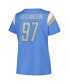 Фото #3 товара Women's Aidan Hutchinson Blue Detroit Lions Plus Size Sleeve Stripe Name Number T-Shirt