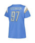 Women's Aidan Hutchinson Blue Detroit Lions Plus Size Sleeve Stripe Name Number T-Shirt