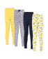 ფოტო #1 პროდუქტის Baby Girls Baby Youth Organic Cotton Leggings 4pk, Lemon Tree