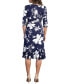 Women's Flirty Flounce Midi Wrap Dress with 3/4 Sleeves