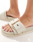 AllSaints Ellie leather stud sliders in off white