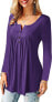 Фото #50 товара Amoretu Women's V-Neck Button Down Blouse, Solid Tunic Long Sleeve / Short Sleeve Tops