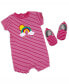 ფოტო #1 პროდუქტის Baby Girls Short Sleeved Rainbow Romper and Shoes, 2 Piece Set