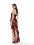 Фото #3 товара ASOS DESIGN mesh sheer cami maxi dress with body in rose print