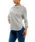 Фото #4 товара Women's 3/4 Sleeve Zippered Collar Top with Rib Sleeves