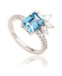 ფოტო #1 პროდუქტის Suzy Levian Sterling Silver Aqua & White Cubic Zirconia Ring