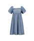 Фото #3 товара Women's Organic Ruched Bodice Chambray Dress