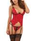 ფოტო #1 პროდუქტის Women's Lace Bustier & Thong 2pc Lingerie Set