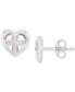 ფოტო #3 პროდუქტის Cubic Zirconia Cross-in-Heart Openwork Stud Earrings