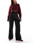 Фото #2 товара ASOS DESIGN wide leg tailored trouser in black pinstripe