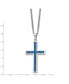 ფოტო #2 პროდუქტის Blue Carbon Fiber Inlay Cross Pendant Curb Chain Necklace