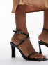 Topshop Wide Fit Farah two part block heel sandal in black