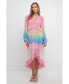 Women's TIe Dye Print Ruffle High-Low Dress