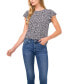 Фото #1 товара Women's Tiny Floral Printed Double Ruffle Knit Blouse