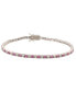 ფოტო #2 პროდუქტის Pink Sapphire & Lab-Grown White Sapphire Alternating Pave Tennis Bracelet in Sterling Silver