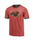 Men's Threads Heathered Red Minnesota Wild Ringer Contrast Tri-Blend T-shirt