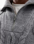 Фото #3 товара ASOS DESIGN oversized knitted wool mix cable quarter zip jumper in grey