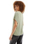 ASOS DESIGN V neck short sleeve top in light khaki