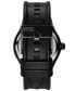 ფოტო #3 პროდუქტის Men's Vert Three Hand Date Black Leather Watch 44mm