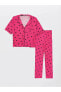 Gömlek Yaka Baskılı Uzun Kollu Kadın Pijama Takımı Takımı