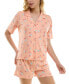 Фото #7 товара Women's 2-Pc. Printed Short Pajamas Set