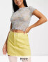 Фото #1 товара DTT Petite Gabby high waist denim skirt in yellow