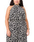 ფოტო #3 პროდუქტის Plus Size Printed Halter Jumpsuit