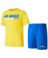 ფოტო #1 პროდუქტის Men's Powder Blue, Gold Los Angeles Chargers Meter T-shirt and Shorts Sleep Set