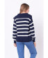 ფოტო #3 პროდუქტის Women's Striped Knit Zip Pullover Sweater