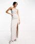 Фото #1 товара Extro & Vert Tall – Satin-Maxikleid in Stein mit One-Shoulder-Träger und Schlitz