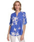 ფოტო #1 პროდუქტის Women's Floral Print Button Down Shirt
