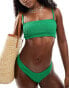 Фото #8 товара Miss Selfridge bralet crinkle bikini top in bright green