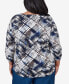 ფოტო #3 პროდუქტის Plus Size Classic Abstract Textu Patchwork Top