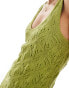 New Look stitched v-neck dress in light green