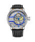 ფოტო #1 პროდუქტის Men's Black Leather Strap Watch 44mm