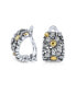 ფოტო #2 პროდუქტის Steampunk Two Tone Crystal Wide Half Hoop Clip On Earrings Non Pierced Ears Oxidized Brass