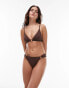 Фото #2 товара Topshop mix and match floral jacquard triangle ring detail bikini top in chocolate